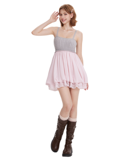 Lovergirl Cable Knit Chiffon Babydoll Dress