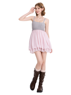 Lovergirl cable knit chiffon babydoll dress by Angel Ruche, photo 3