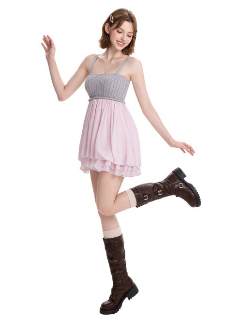 Lovergirl cable knit chiffon babydoll dress by Angel Ruche, photo 4
