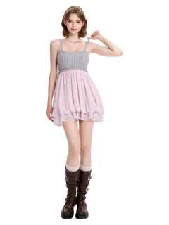 Lovergirl cable knit chiffon babydoll dress by Angel Ruche, photo 5