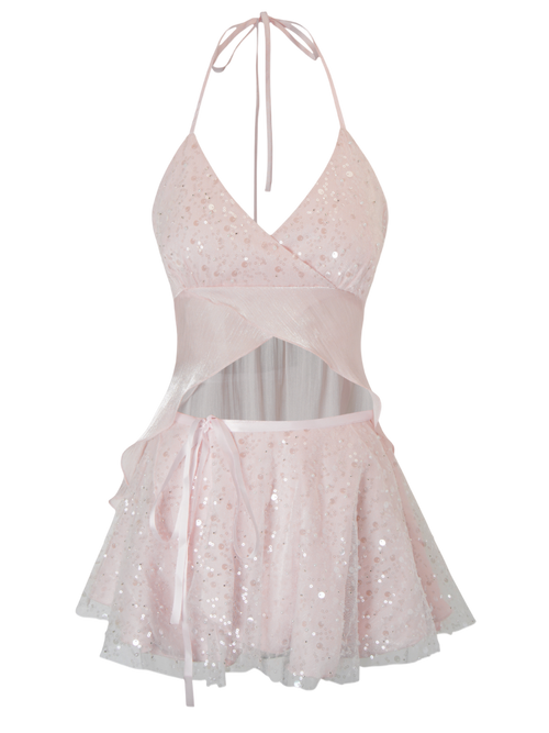 Pirouette Babydoll Wrap Top (Sequin Pink)