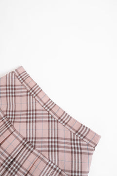 Girly Plaid Pleated High Rise Skirt (Pink)