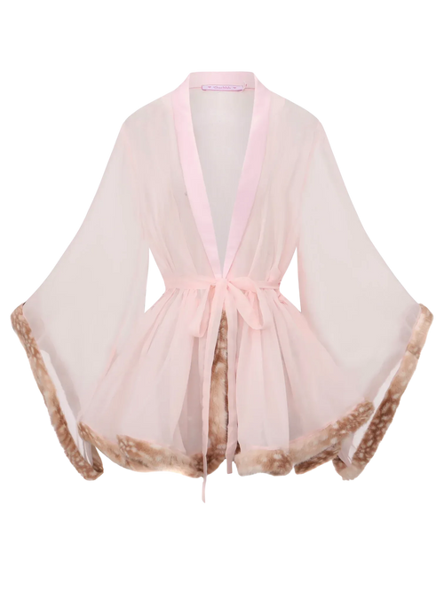 Bambi Princess Fur Chiffon Robe (Pink) - Angel Ruche
