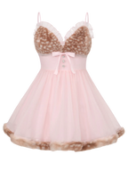 Bambi Princess Fur Chiffon Babydoll Dress (Pink) - Angel Ruche