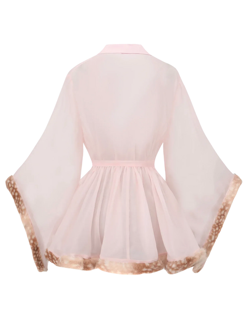 Bambi Princess Fur Chiffon Robe (Pink) - Angel Ruche