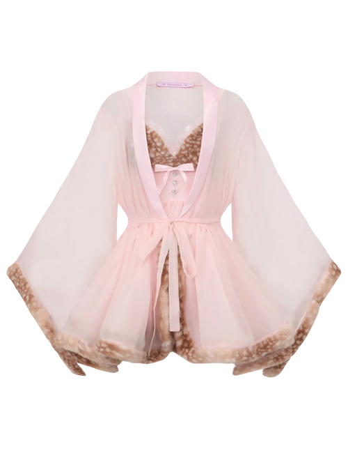 Bambi Princess Fur Chiffon Babydoll Dress (Pink) - Angel Ruche