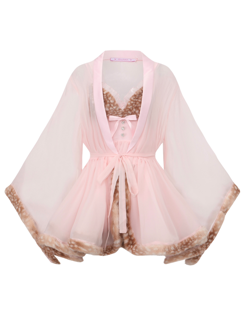 Bambi Princess Fur Chiffon Dress (Pink)