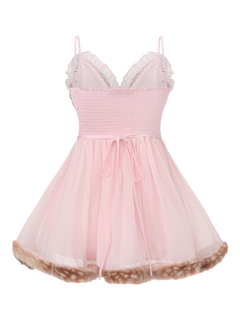 Bambi Princess Fur Chiffon Dress (Pink)