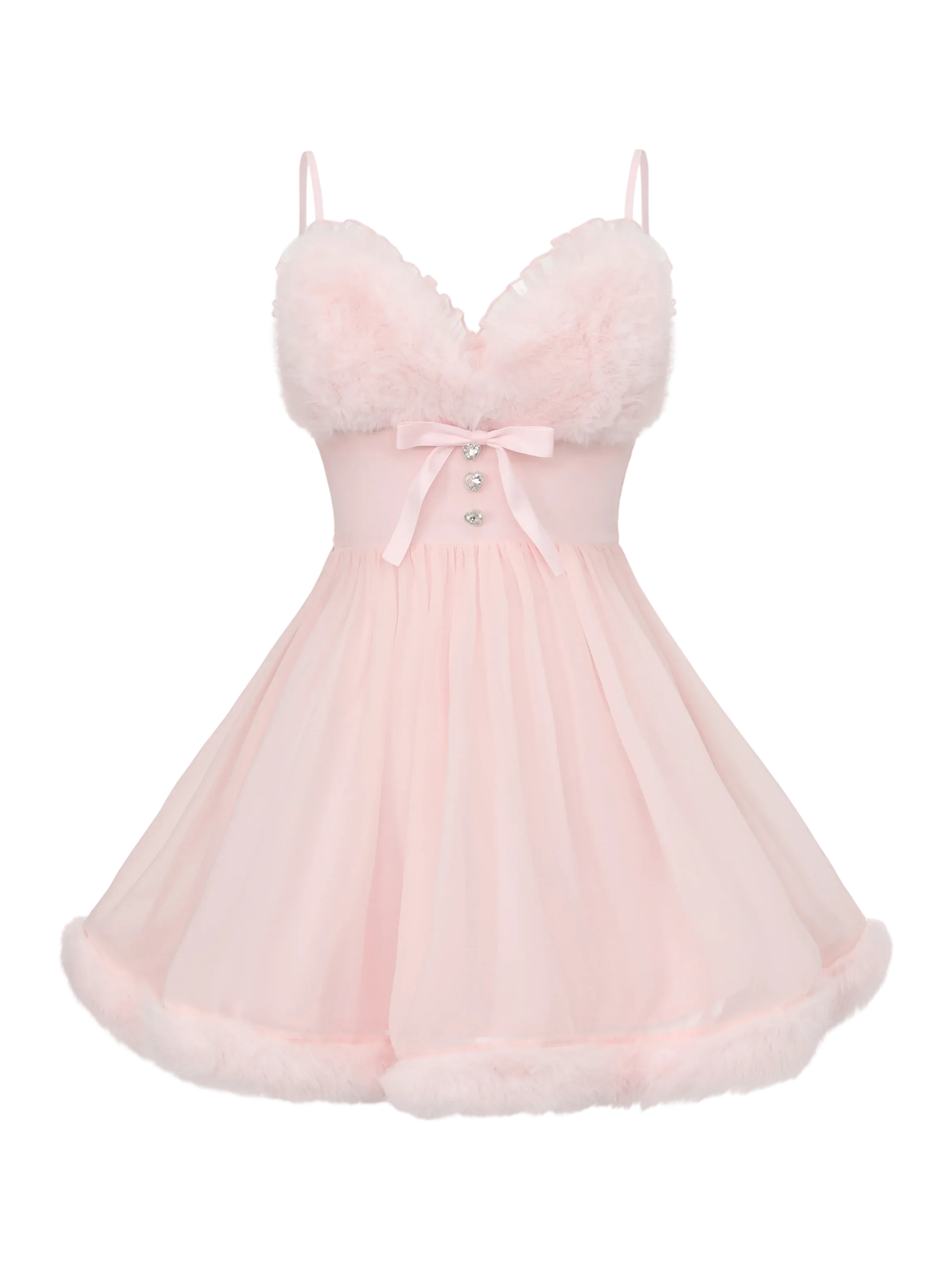 Rosé Princess Fur Chiffon Babydoll Dress – Angel Ruche