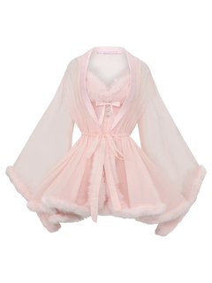 Rosé Princess Fur Chiffon Babydoll Dress - Angel Ruche