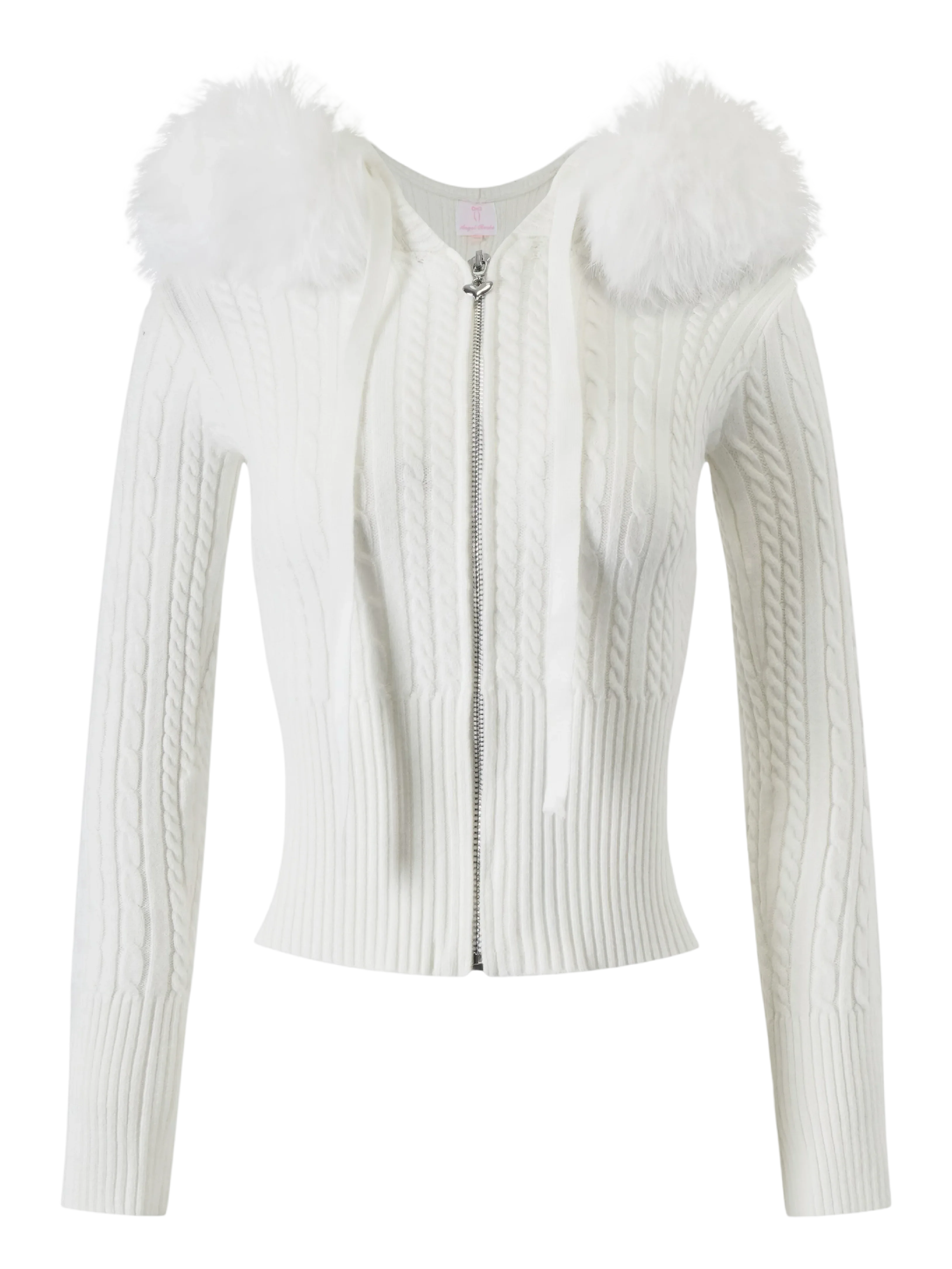 Fur Trim Marshmallow Cable Knit Cardigan (White) – Angel Ruche