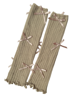 Layered Bow Leg Warmer (Beige)