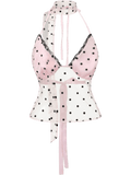 Dottie Polka Dot Mesh Halter Top