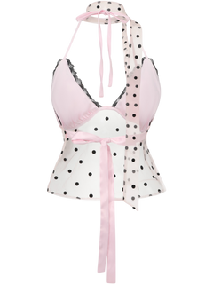 Dottie Polka Dot Mesh Halter Top