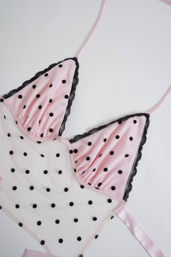 Dottie Polka Dot Mesh Halter Top