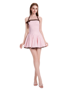 Dolly Polka Dot Dress+ Petticoat (Pink Mocha)