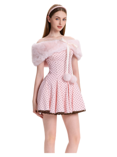 Dolly Polka Dot Dress+ Petticoat (Pink Mocha)