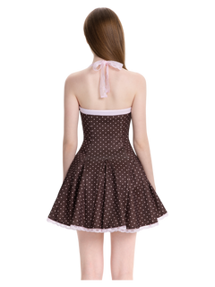 Dolly Polka Dot Dress+ Petticoat (Chocolate)