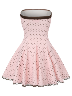 Dolly Polka Dot Dress+ Petticoat (Pink Mocha)