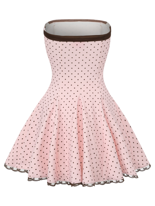 Dolly Polka Dot Dress+ Petticoat (Pink Mocha)