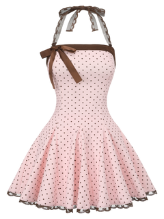Dolly Polka Dot Dress+ Petticoat (Pink Mocha)