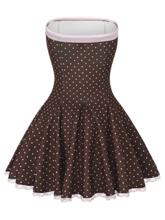 Dolly Polka Dot Dress+ Petticoat (Chocolate)