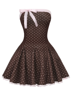 Dolly Polka Dot Dress+ Petticoat (Chocolate)
