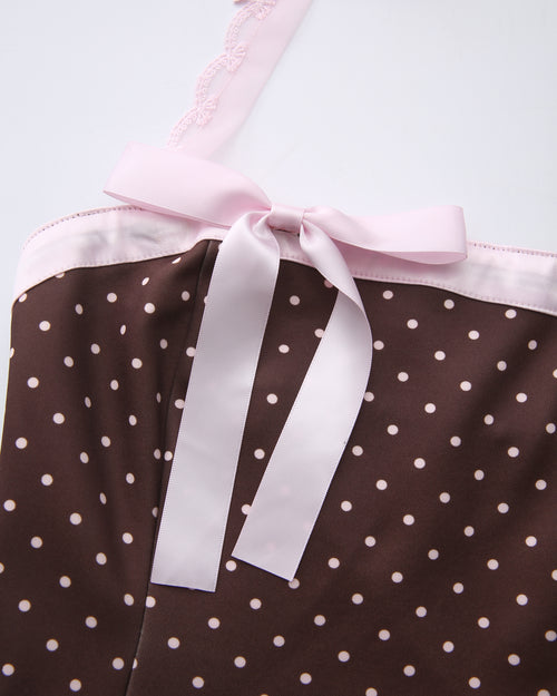Dolly Polka Dot Dress+ Petticoat (Chocolate)