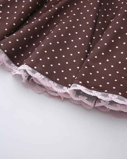 Dolly Polka Dot Dress+ Petticoat (Chocolate)