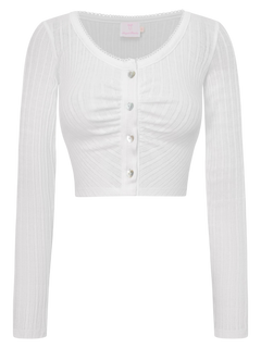 Coquette Frilly Cotton Shell Cardigan(White)