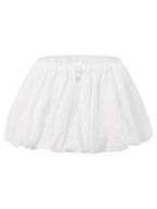 Coquette Cotton Eyelet Bubble Skirt (White)