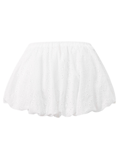 Coquette Cotton Eyelet Bubble Skirt (White)