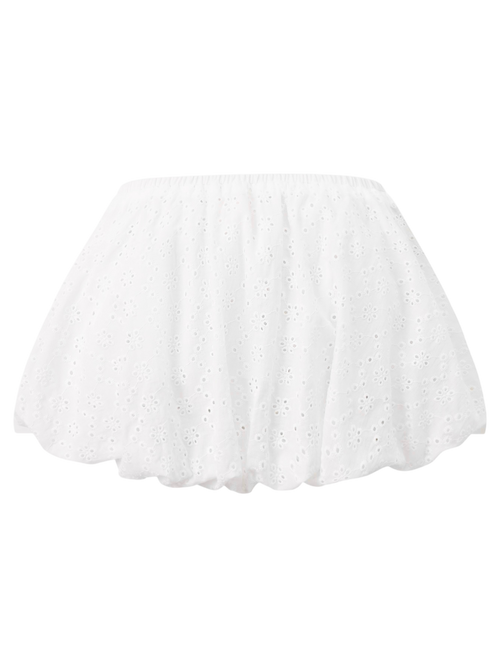 Coquette Cotton Eyelet Bubble Skirt (White)