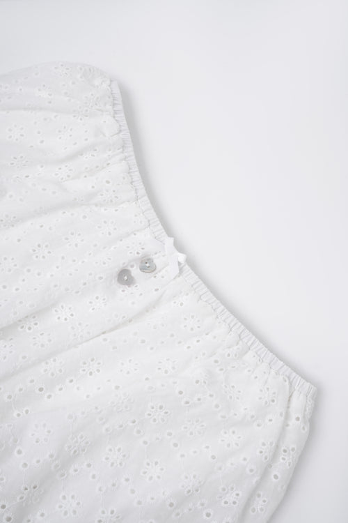 Coquette Cotton Eyelet Bubble Skirt (White)