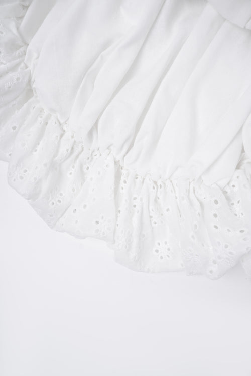 Coquette Cotton Eyelet Bubble Skirt (White)