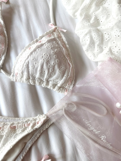 Coquette Cotton Eyelet Bikini Bottom (White)