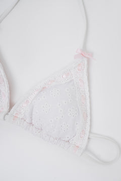 Coquette Cotton Eyelet Bikini Top (White)