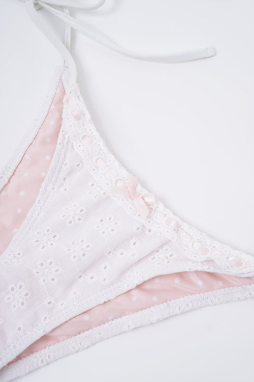 Coquette Cotton Eyelet Bikini Bottom (White)