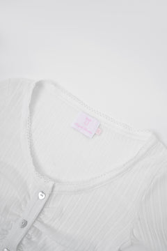 Coquette Frilly Cotton Shell Cardigan(White)