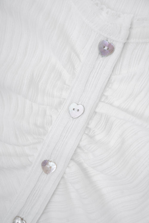 Coquette Frilly Cotton Shell Cardigan(White)