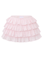 Coquette Cotton Eyelet Ruffles Skirt (Pink)