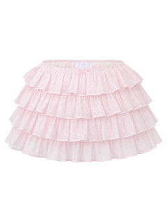 Coquette Cotton Eyelet Ruffles Skirt (Pink)