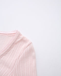 Coquette Frilly Cotton Shell Cardigan (Pink) - styling detail - Angel Ruche