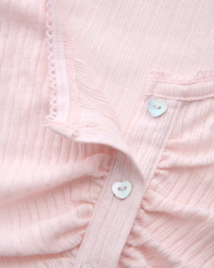 Coquette Frilly Cotton Shell Cardigan (Pink) - styling detail - Angel Ruche