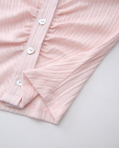 Coquette Frilly Cotton Shell Cardigan (Pink) - styling detail - Angel Ruche