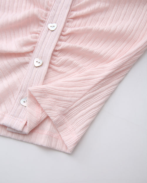 Coquette Frilly Cotton Shell Cardigan (Pink) - styling detail - Angel Ruche