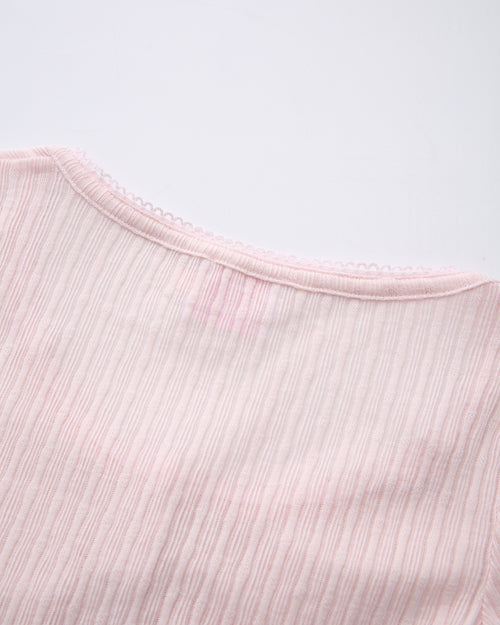 Coquette Frilly Cotton Shell Cardigan (Pink) - styling detail - Angel Ruche