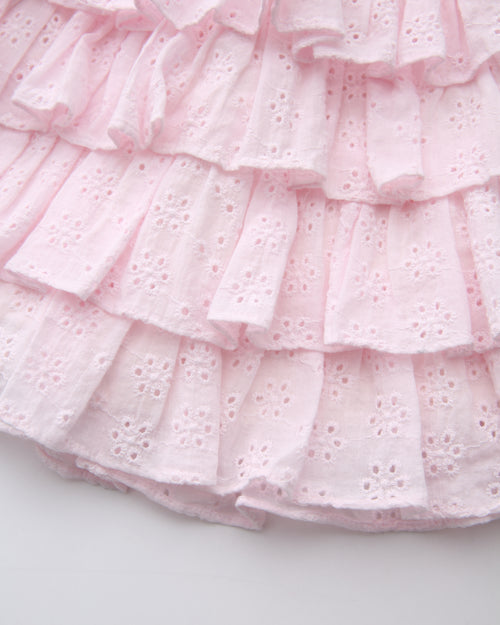 Coquette Cotton Eyelet Ruffles Skirt (Pink) - styling detail - Angel Ruche