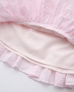 Coquette Cotton Eyelet Ruffles Skirt (Pink) - styling detail - Angel Ruche