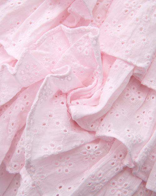 Coquette Cotton Eyelet Ruffles Skirt (Pink) - styling detail - Angel Ruche